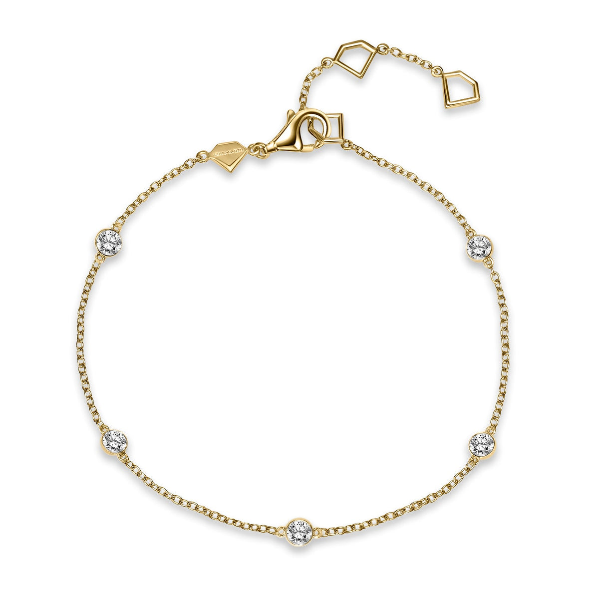 Love Earth FiveStone Bezel Beacon Collection Bracelet Topper Fine