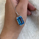 Goshwara Gossip Blue Topaz Emerald Cut Pendant JP0054-BT-W