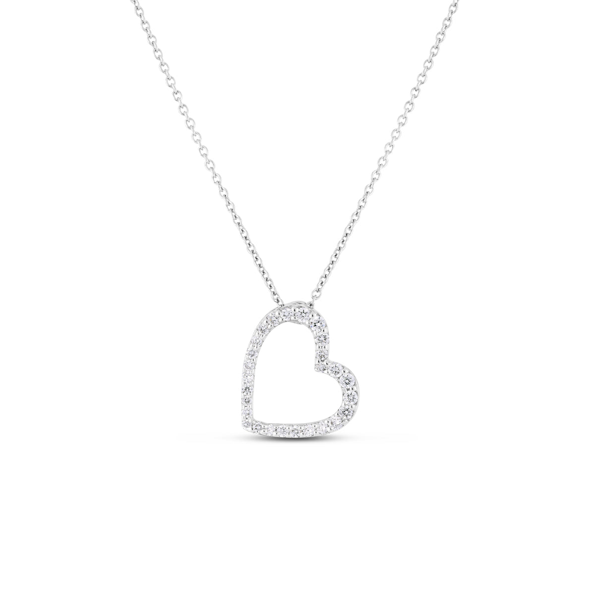 Roberto Coin Tiny Treasures Slanted Diamond Heart Necklace