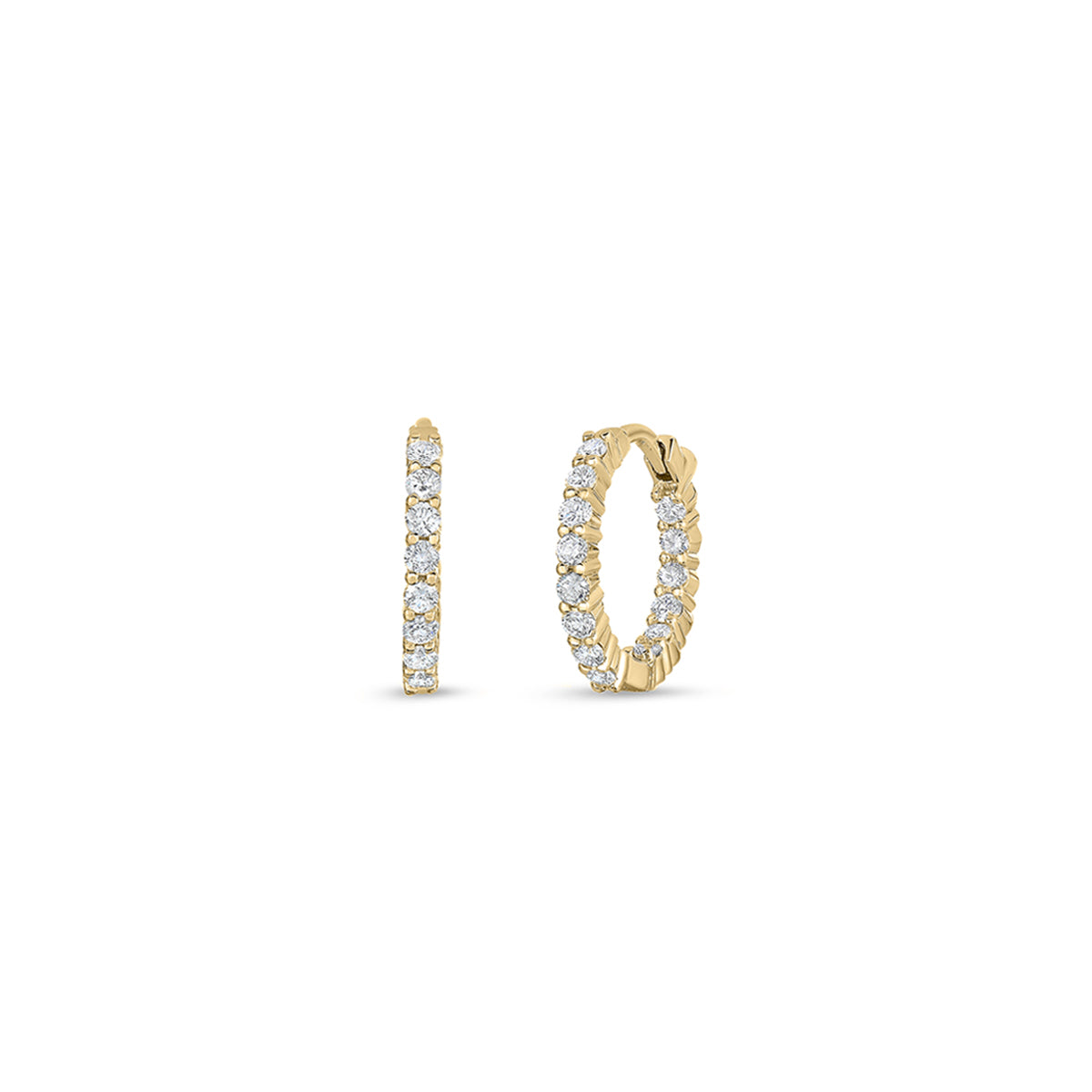 Roberto Coin Perfect Petite Inside Outside Diamond Hoop Earrings