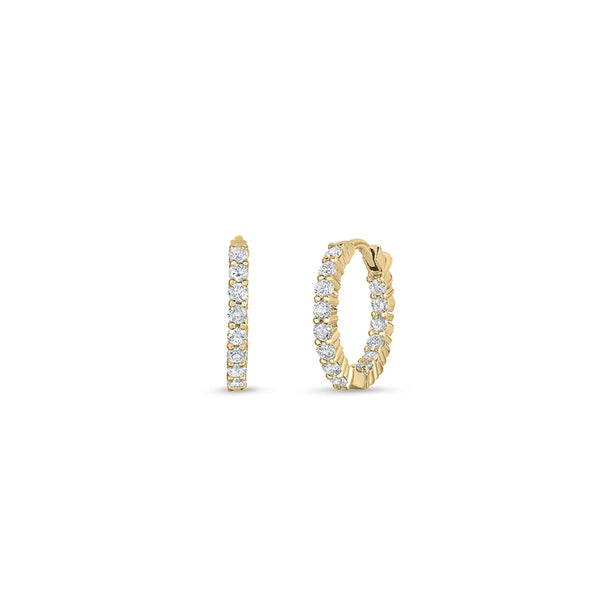 Roberto Coin Perfect Petite Inside Outside Diamond Hoop Earrings