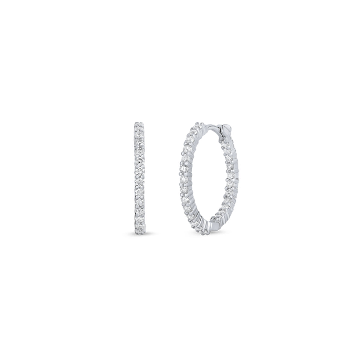 Roberto Coin Perfect Petite Inside Outside Small Diamond Hoop Earrings