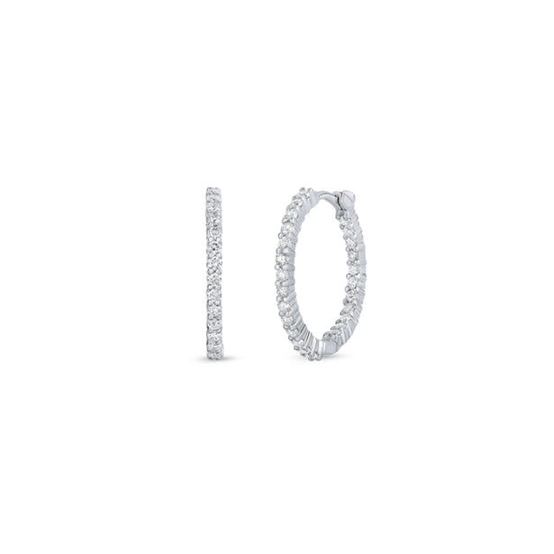 Roberto Coin Perfect Petite Inside Outside Small Diamond Hoop Earrings