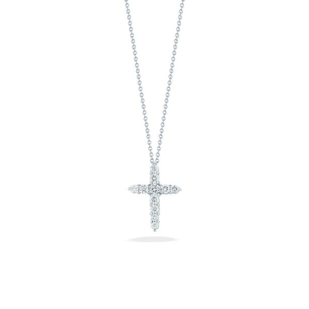 Roberto Coin Tiny Treasures Diamond Tapered Cross Necklace
