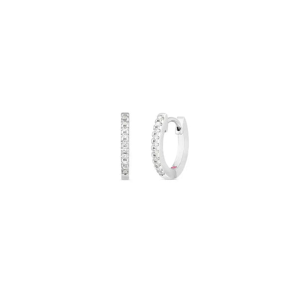 Roberto Coin Perfect Huggy Diamond Extra Small Hoop Earrings