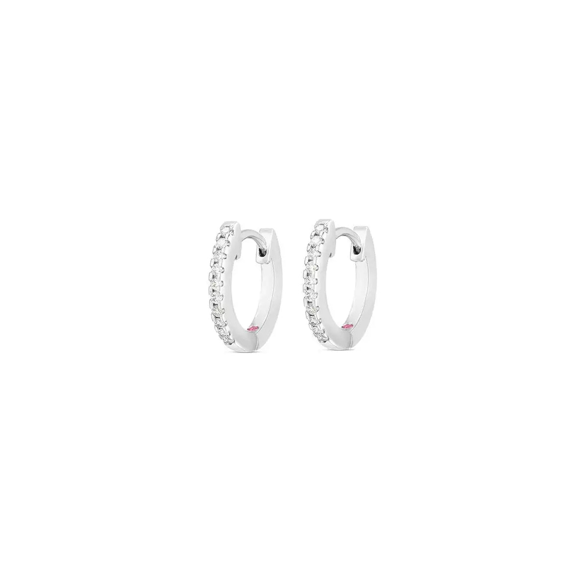 Roberto Coin Perfect Huggy Diamond Extra Small Hoop Earrings