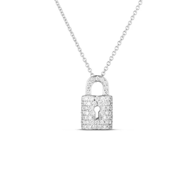 Roberto Coin Tiny Treasures Diamond Lock Necklace