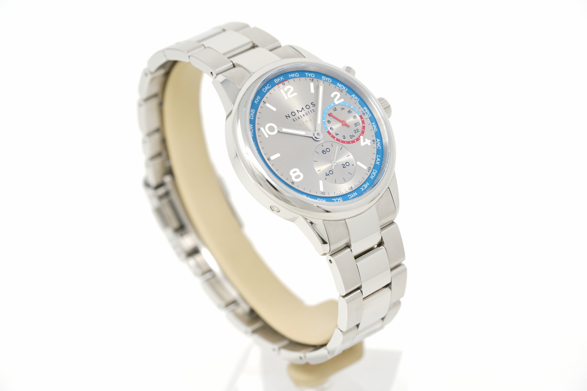 Pre-Owned Nomos Glashütte Club Sport Neomatik Worldtimer Silver 791