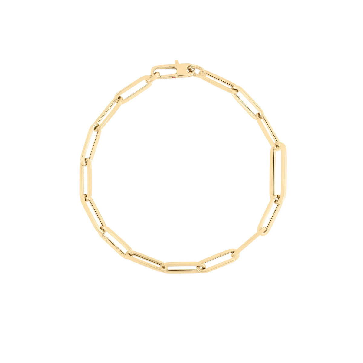 Roberto Coin Designer Gold Alternating Size Paperclip Link Chain Bracelet