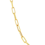 Roberto Coin Designer Gold Alternating Polished & Fluted Paperclip Link Chain Necklace
