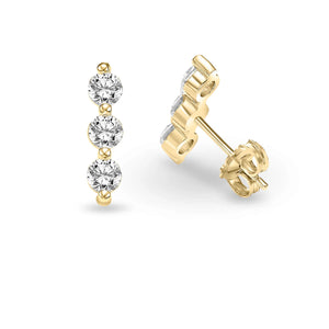 Love Earth Three-Stone Stacked Iconix Collection Diamond Earrings