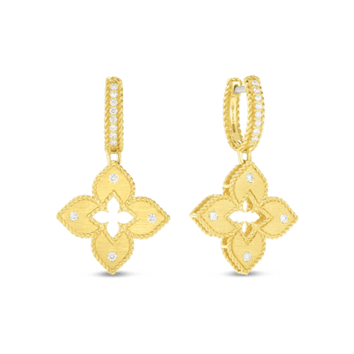 Roberto Coin Petite Venetian Princess Satin & Diamond Accent Flower Drop Earrings
