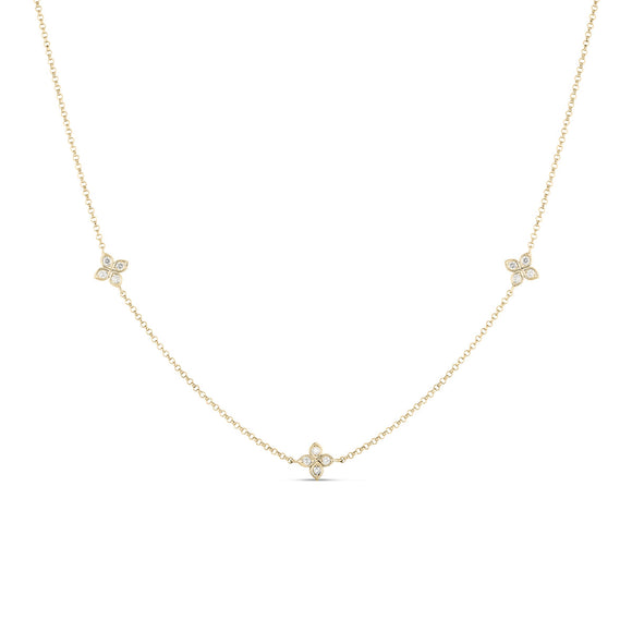 Roberto Coin Diamonds By The Inch 3 Station Flower Necklace