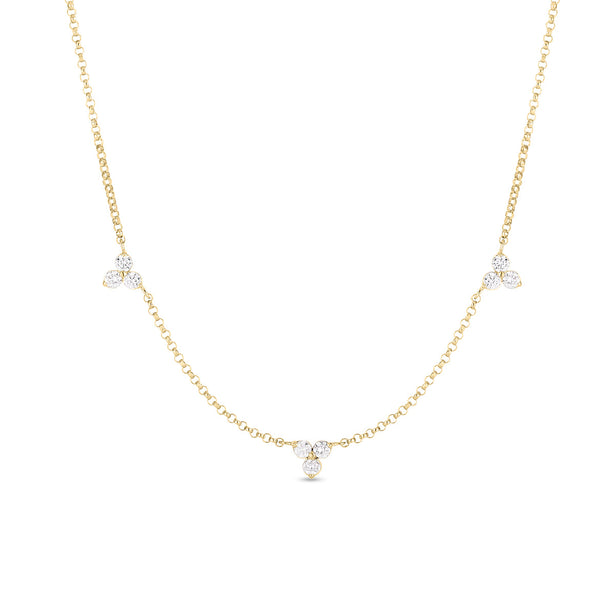 Roberto Coin Diamonds By The Inch 3 Station Flower Necklace