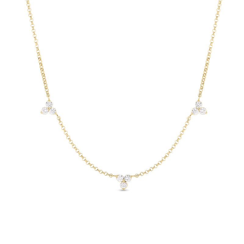 Roberto Coin Diamonds By The Inch 3 Station Flower Necklace