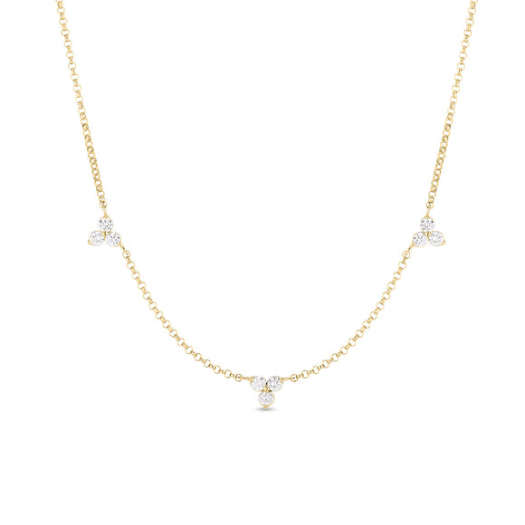 Roberto Coin Diamonds By The Inch 3 Station Flower Necklace