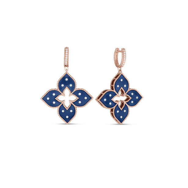 Roberto Coin Venetian Princess Diamond Blue Titanium Large Drop Earrings