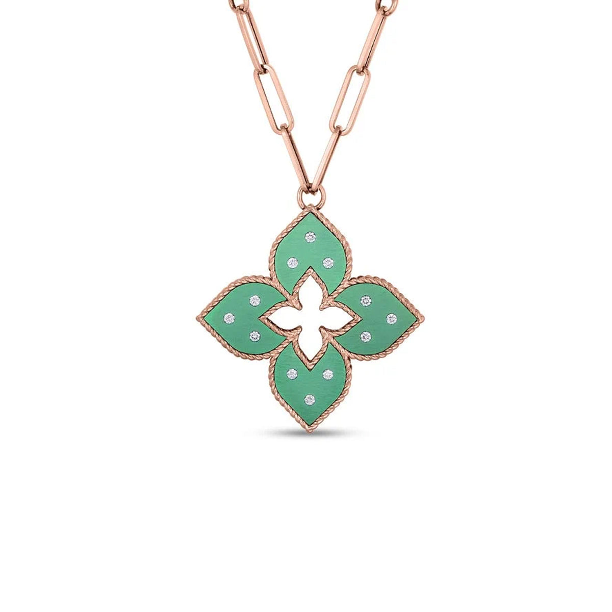 Roberto Coin Venetian Princess Diamond Green Titanium Medium Pendant