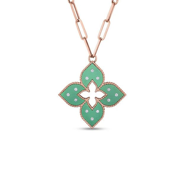 Roberto Coin Venetian Princess Diamond Green Titanium Medium Pendant
