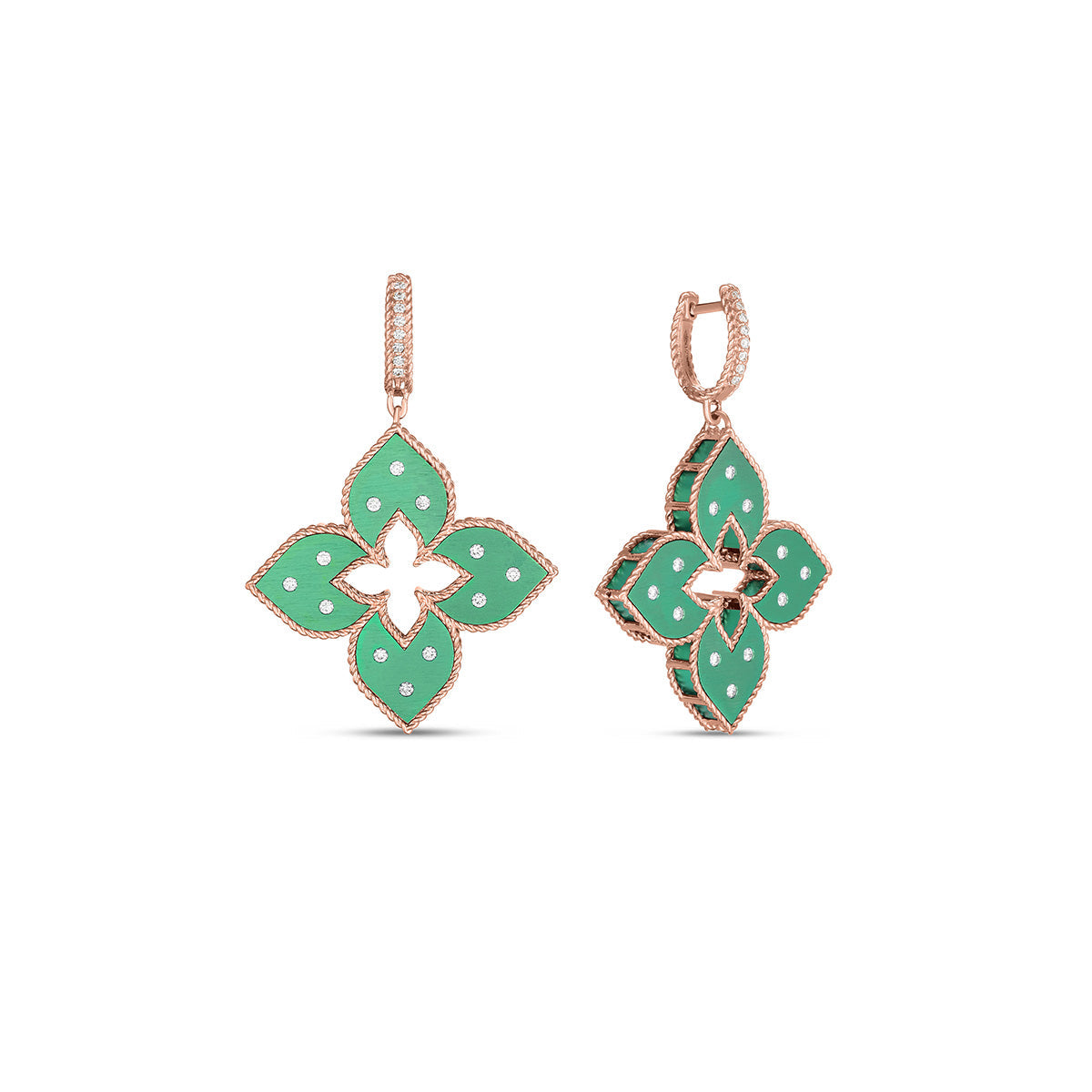 Roberto Coin Venetian Princess Diamond Green Titanium Large Drop Earrings