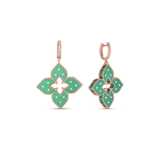 Roberto Coin Venetian Princess Diamond Green Titanium Large Drop Earrings