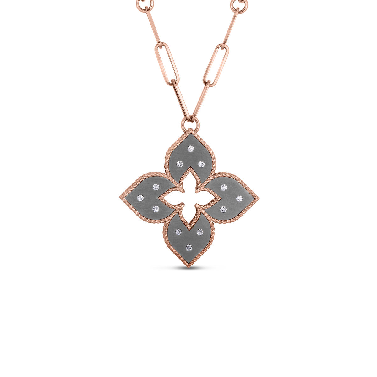 Roberto Coin Venetian Princess Diamond Grey Titanium Medium Pendant