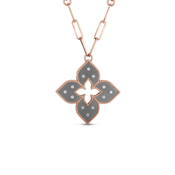 Roberto Coin Venetian Princess Diamond Grey Titanium Medium Pendant