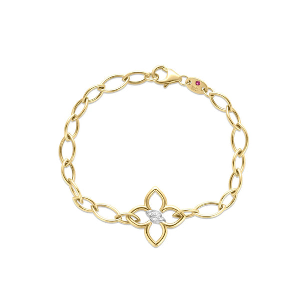 Roberto Coin Cialoma Diamond Flower Almond Link Bracelet