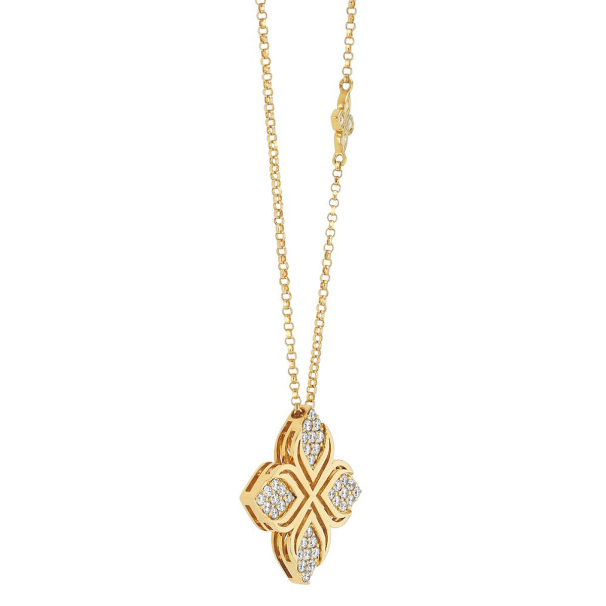 Roberto Coin Arabesque Diamond Flower Pendant Necklace