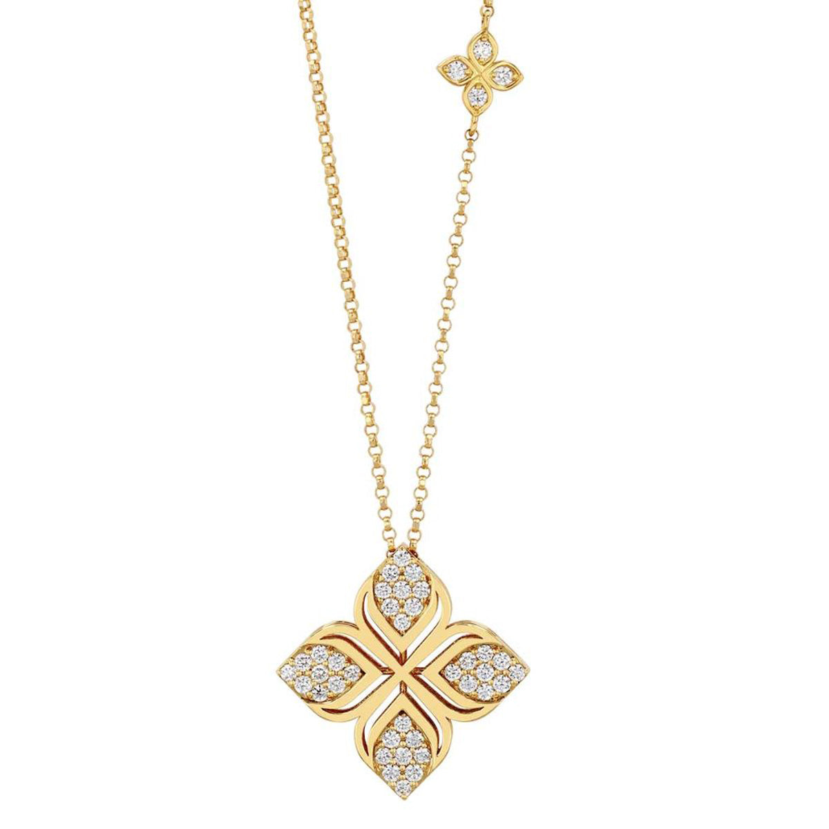 Roberto Coin Arabesque Diamond Flower Pendant Necklace