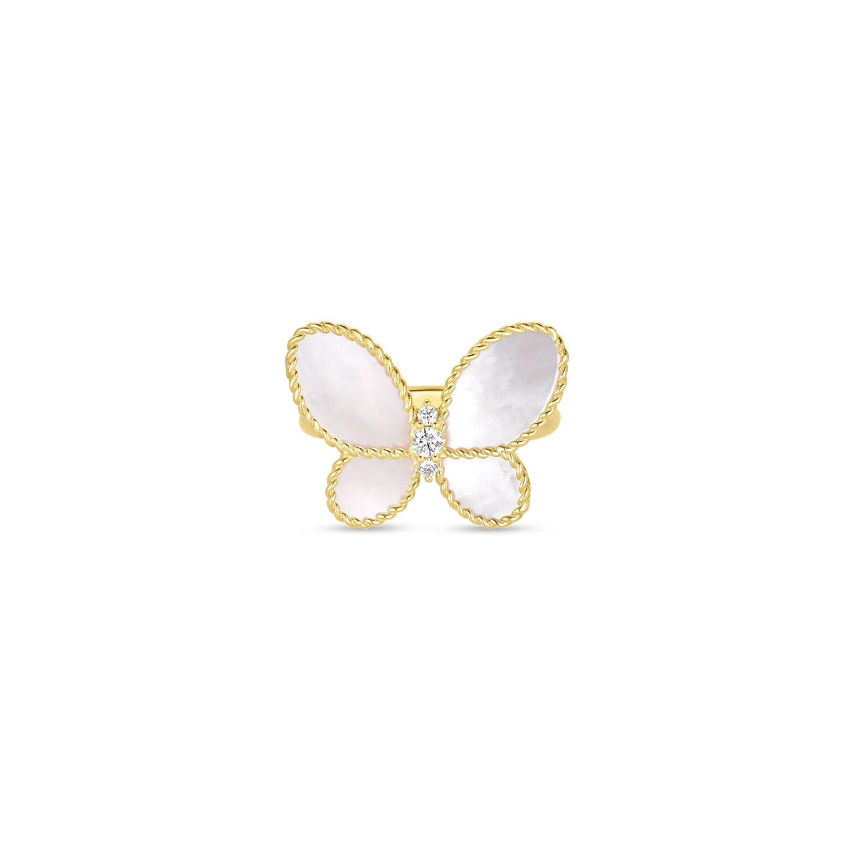 Roberto Coin Jasmine Diamond And Mother Of Pearl Butterfly Ring