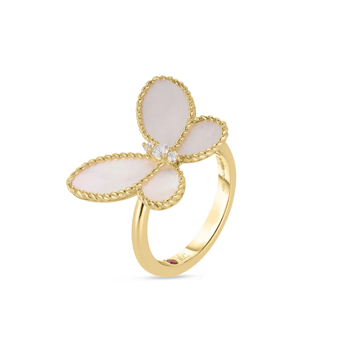 Roberto Coin Jasmine Diamond And Mother Of Pearl Butterfly Ring