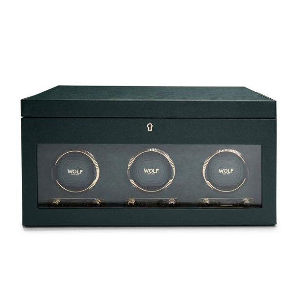 Wolf British Racing Triple Watch Winder with Storage