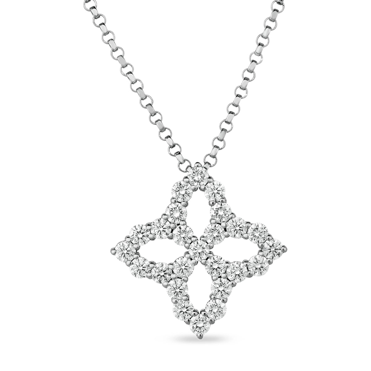 Roberto Coin Princess Flower Diamond Outline Medium Necklace