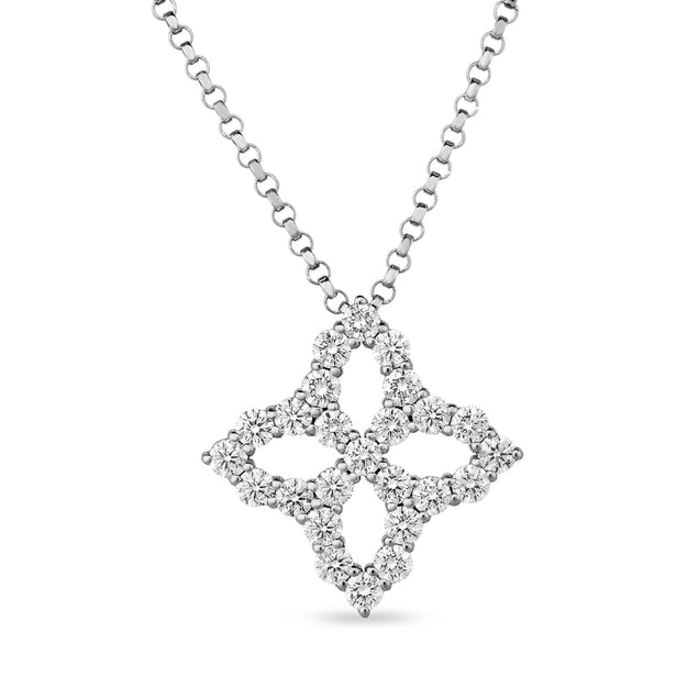 Roberto Coin Princess Flower Diamond Outline Medium Necklace