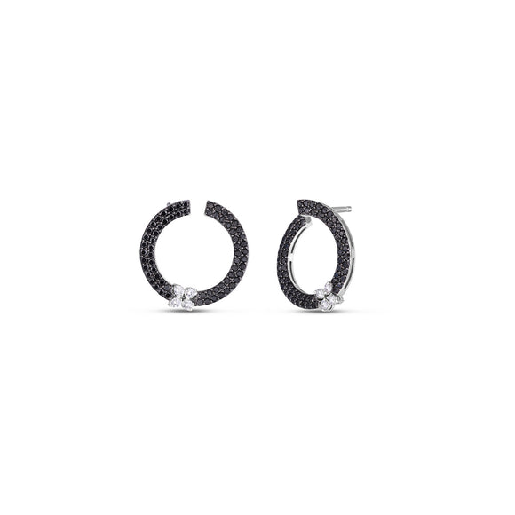 Roberto Coin Love In Verona Black & White Diamond Circle Earrings