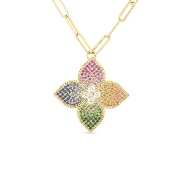 Roberto Coin Venetian Princess Diamond & Mixed Sapphire Flower Necklace