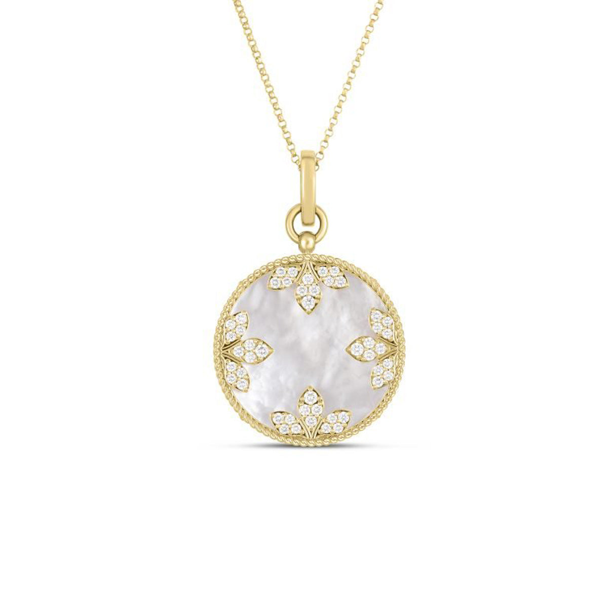 Roberto Coin Venetian Medallions Diamond And Mother Of Pearl Necklace