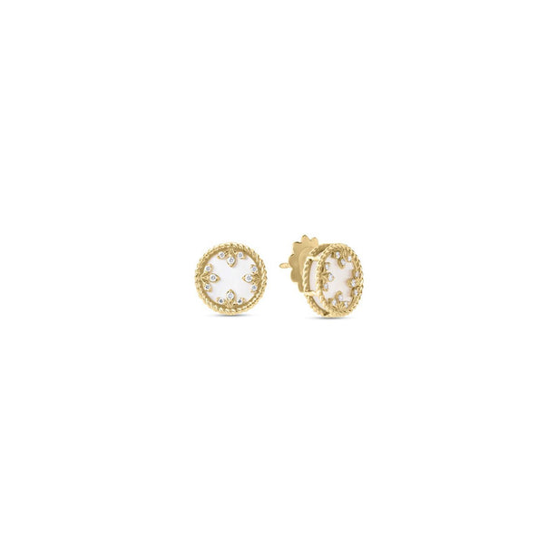 Roberto Coin Colored Medallions Diamond Mother Of Pearl Stud Earrings