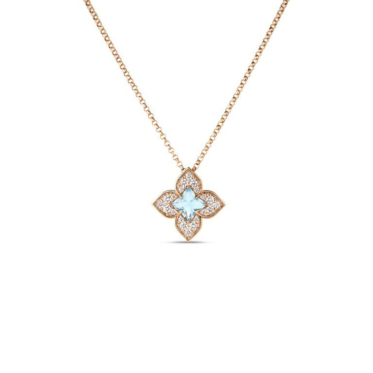 Roberto Coin Venetian Princess Carnival Diamond & Blue Topaz Flower Necklace