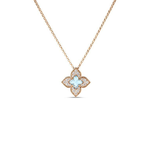 Roberto Coin Venetian Princess Carnival Diamond & Blue Topaz Flower Necklace