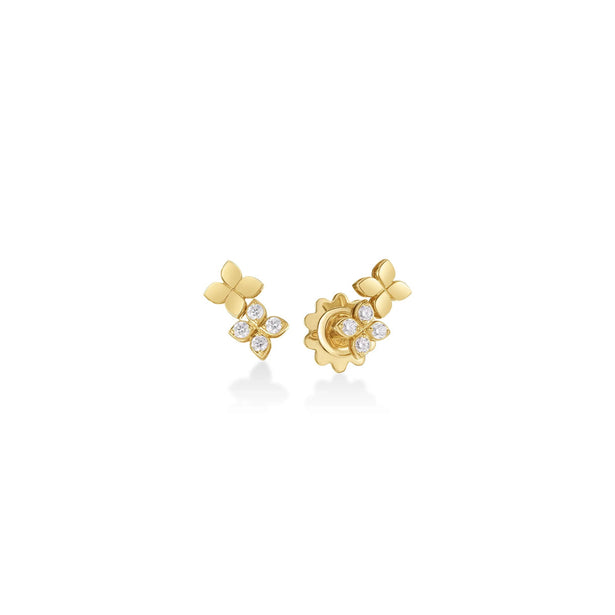 Roberto Coin Love In Verona Diamond Double Flower Stud Earrings
