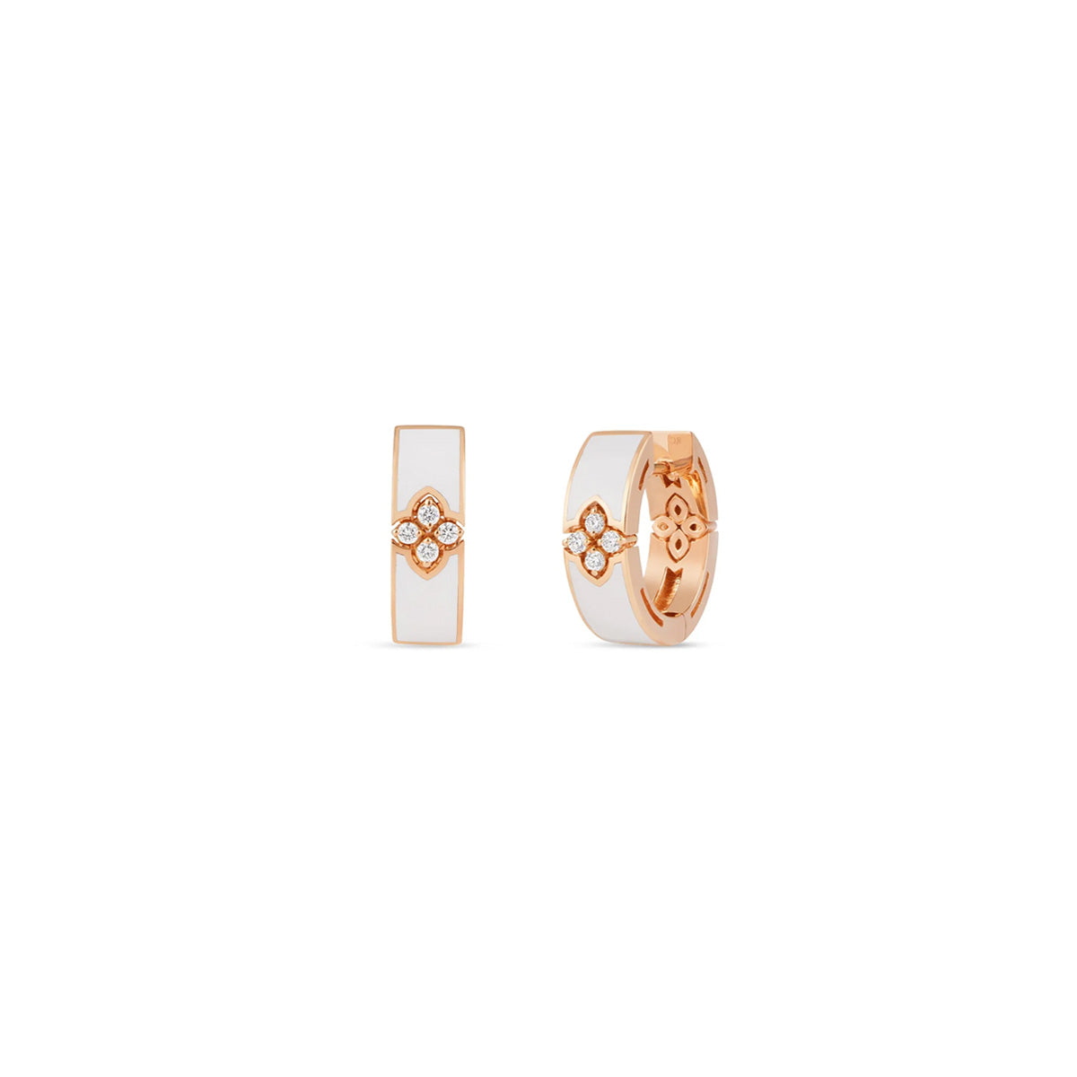 Roberto Coin Love In Verona Diamond And Enamel Hoop Earrings