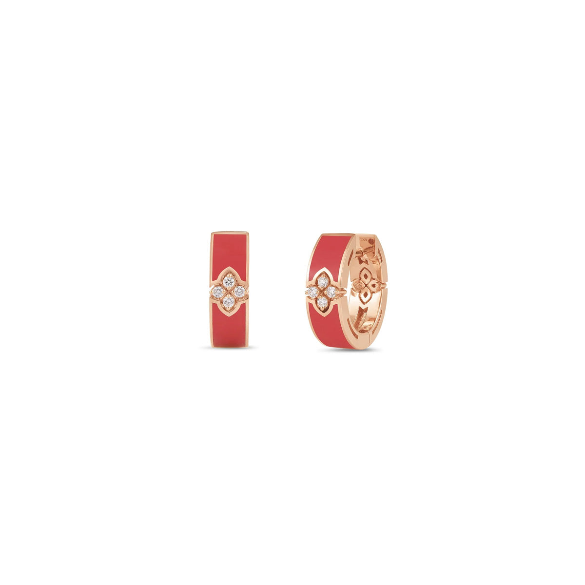Roberto Coin Love In Verona Diamond And Enamel Hoop Earrings