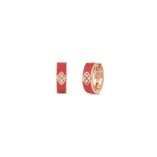 Roberto Coin Love In Verona Diamond And Enamel Hoop Earrings