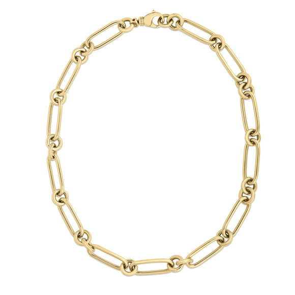 Roberto Coin Designer Gold Alternating Link Chain Necklace