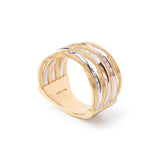 Marco Bicego Marrakech Onde Seven-Band Ring with Diamond-Studded Plaques