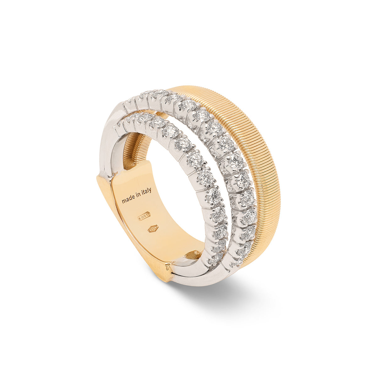 Marco Bicego Masai Four-Strand Coil Ring With Two Diamond Pavé Bands