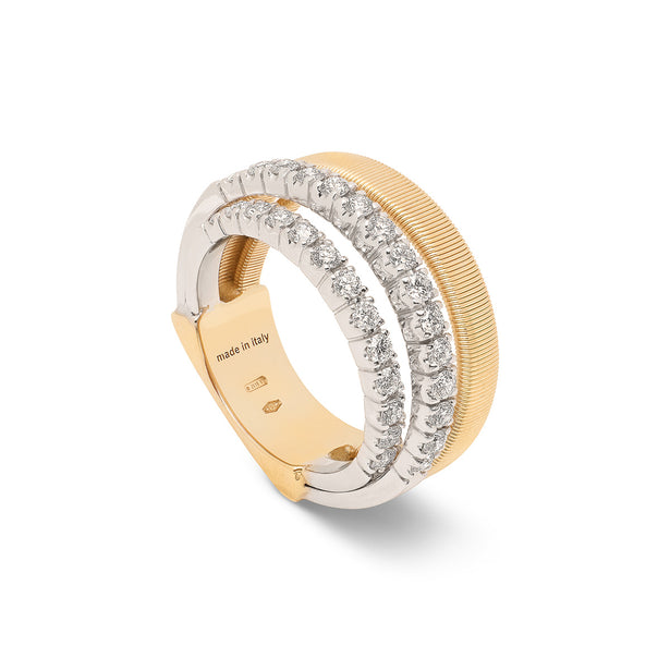 Marco Bicego Masai Four-Strand Coil Ring With Two Diamond Pavé Bands