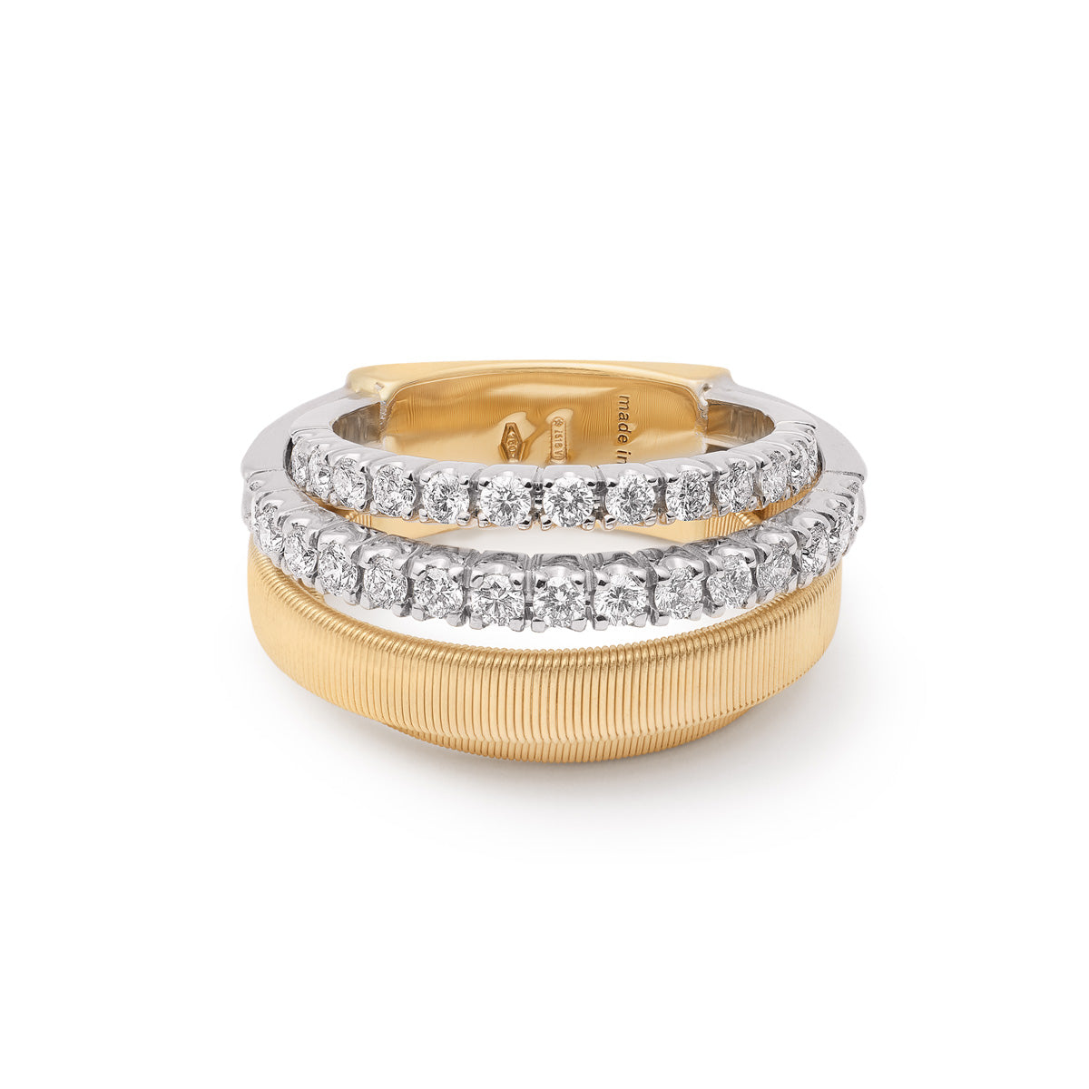 Marco Bicego Masai Four-Strand Coil Ring With Two Diamond Pavé Bands